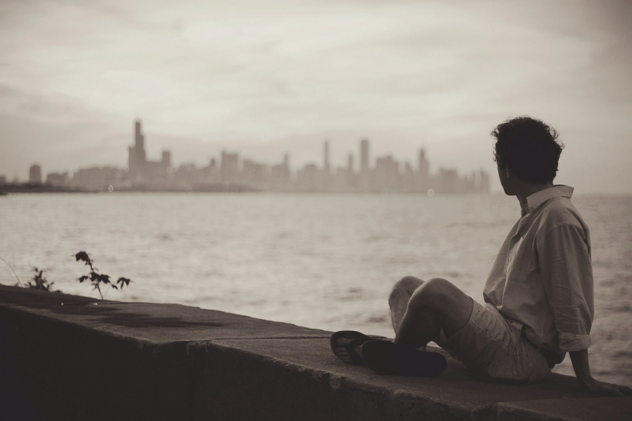 Image - seaside man sitting relax wait