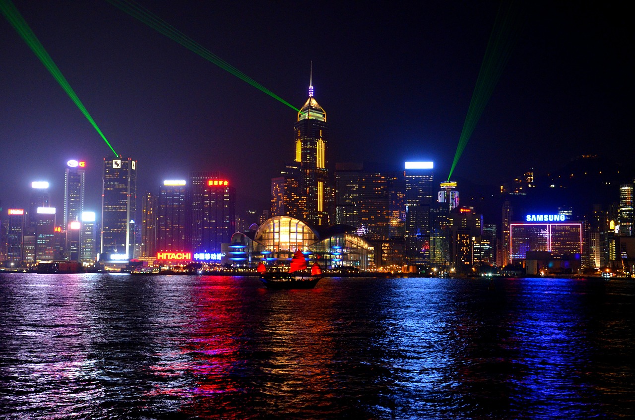 Image - hong kong skyline china night city