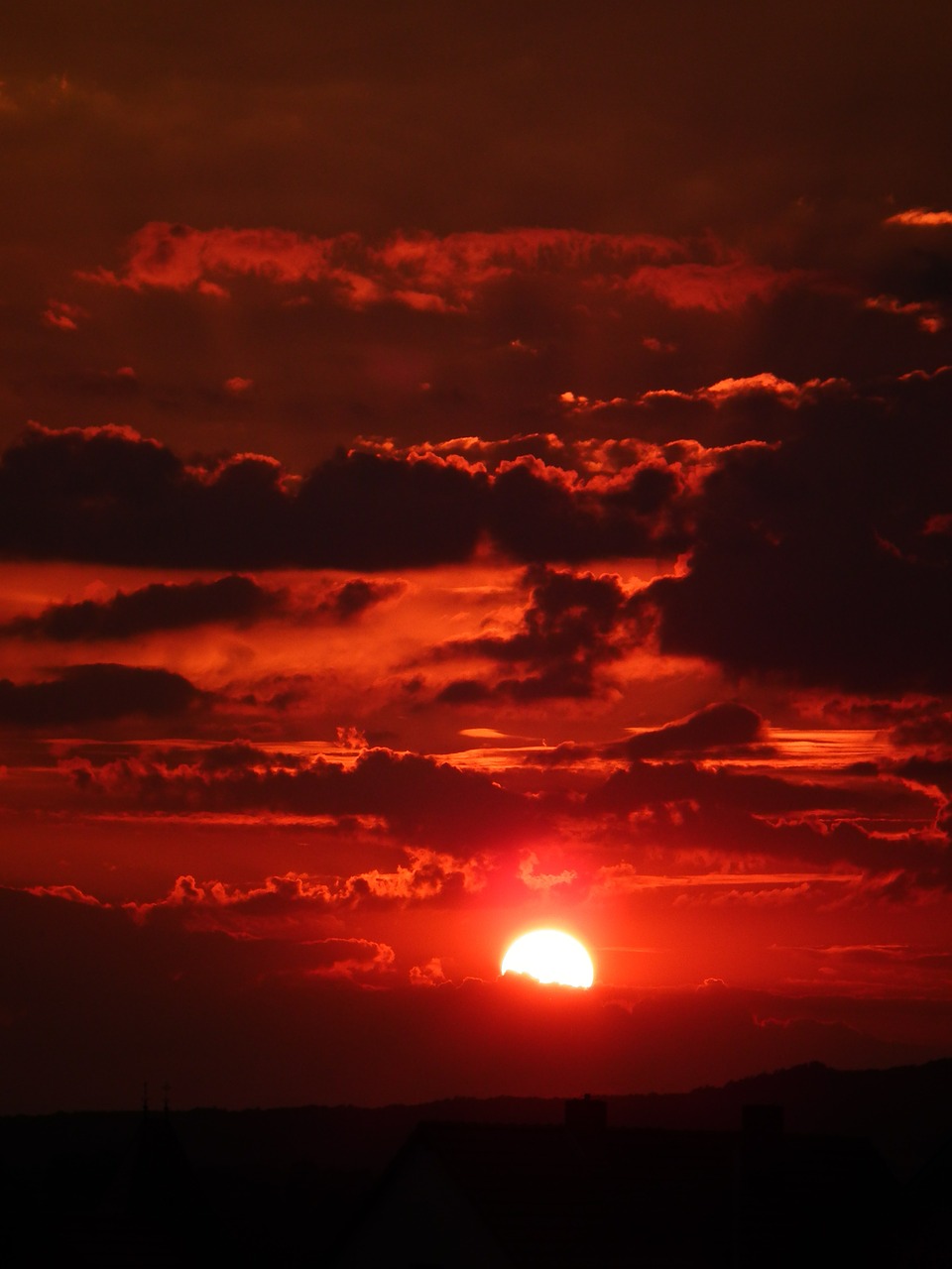 Image - sun clouds sky red evening