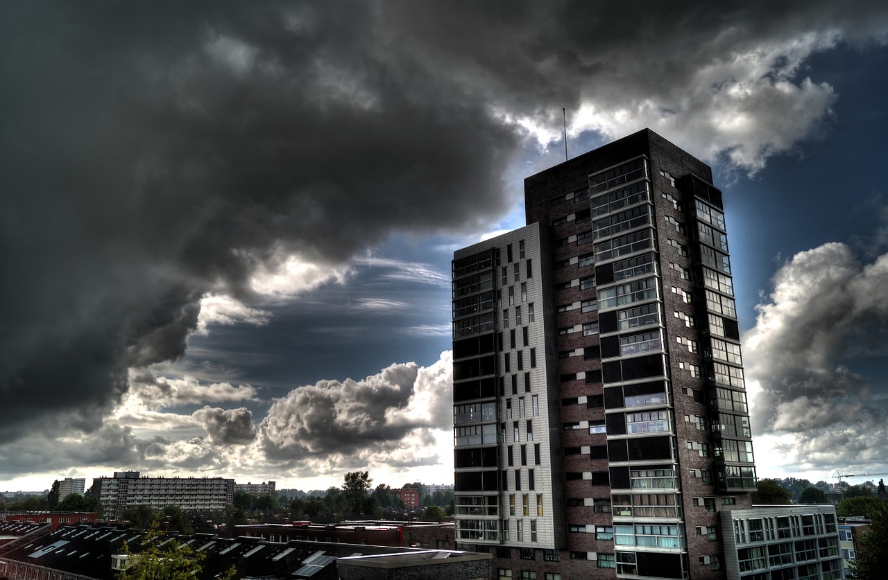 Image - urban high rise clouds weather