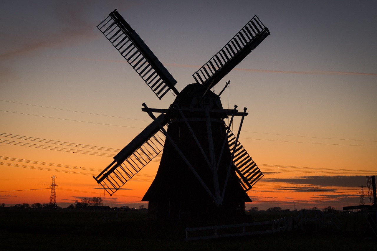 Image - windmill rural twilight netherlands