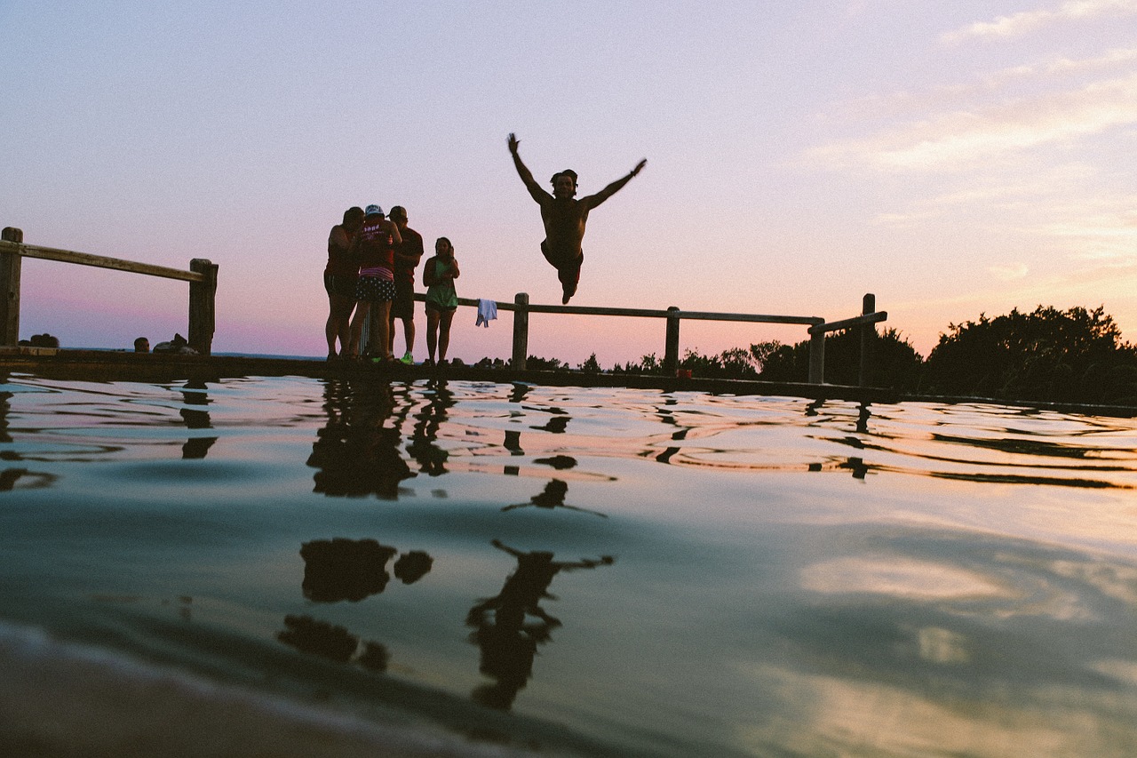 Image - swimming jump fun people young