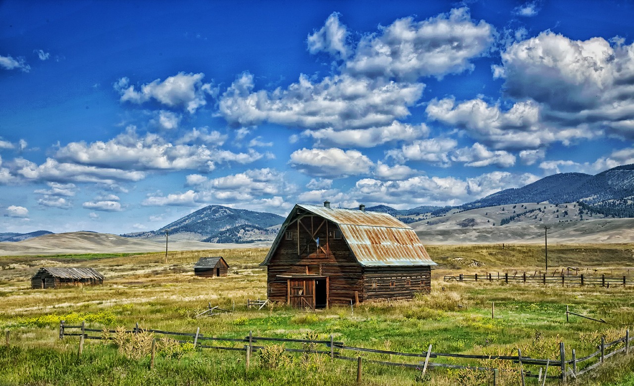 Image - montana barn landscape scenic hdr