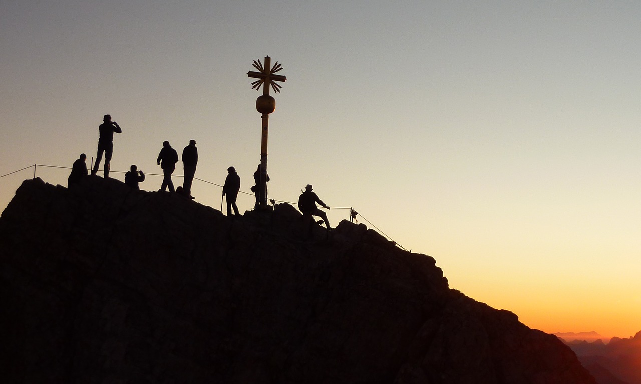 Image - zugspitze mountaineer sunrise