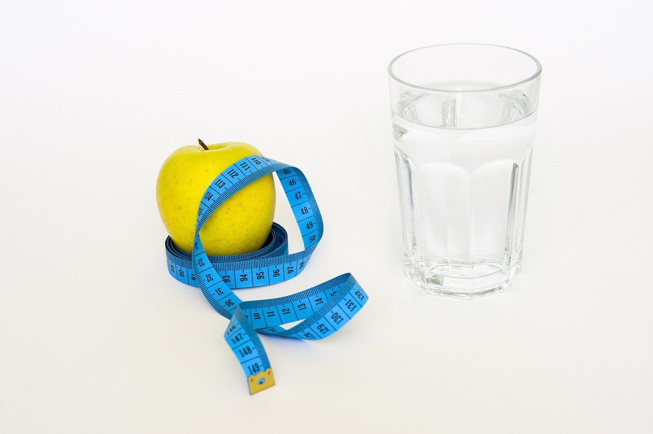 Image - tape apple glas water blue diet