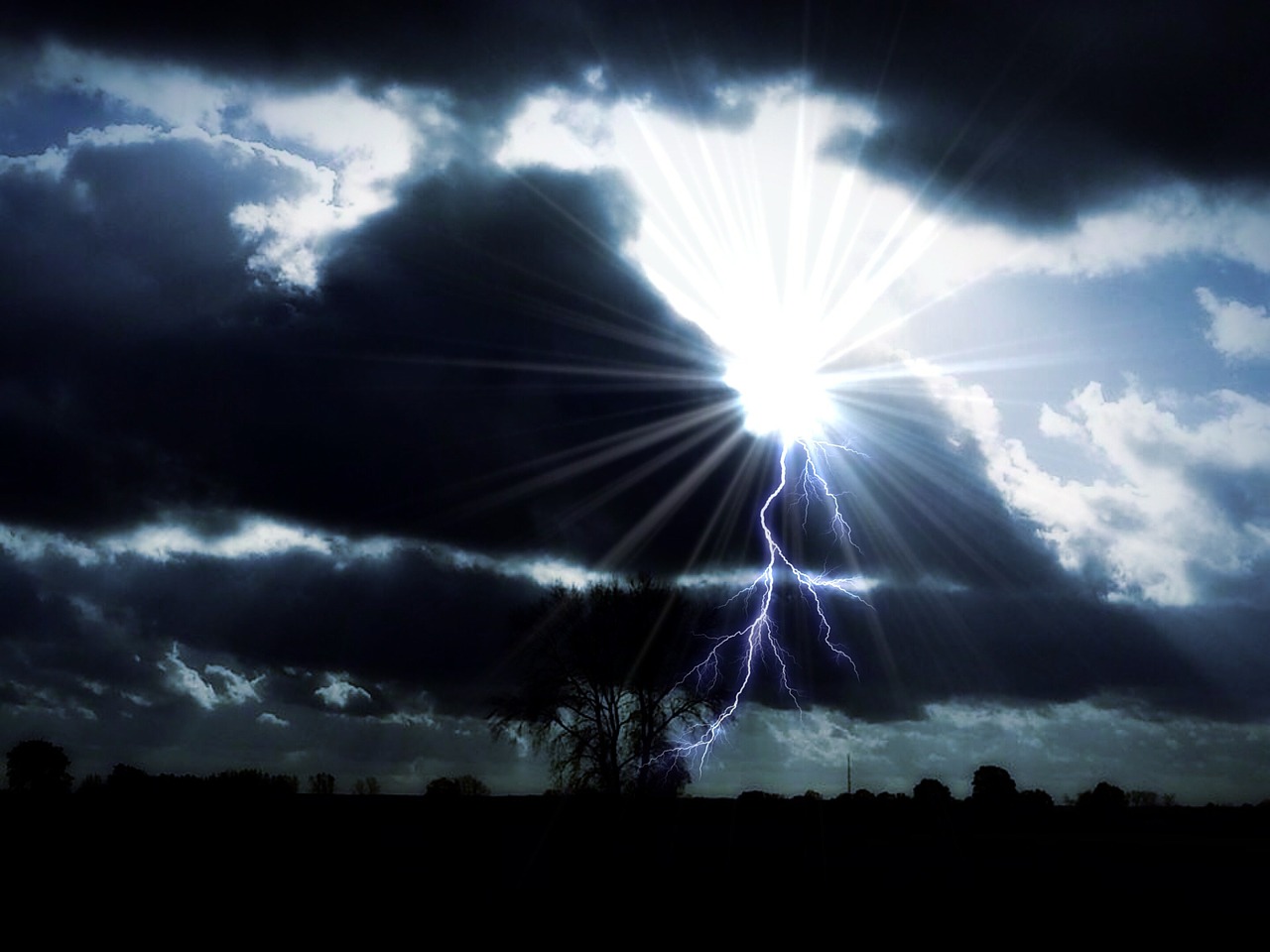 Image - sky thunderstorm landscape flash