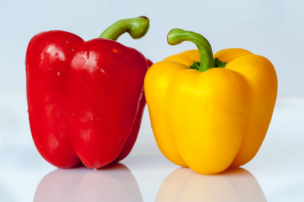 Image - paprika vegetables yellow red food