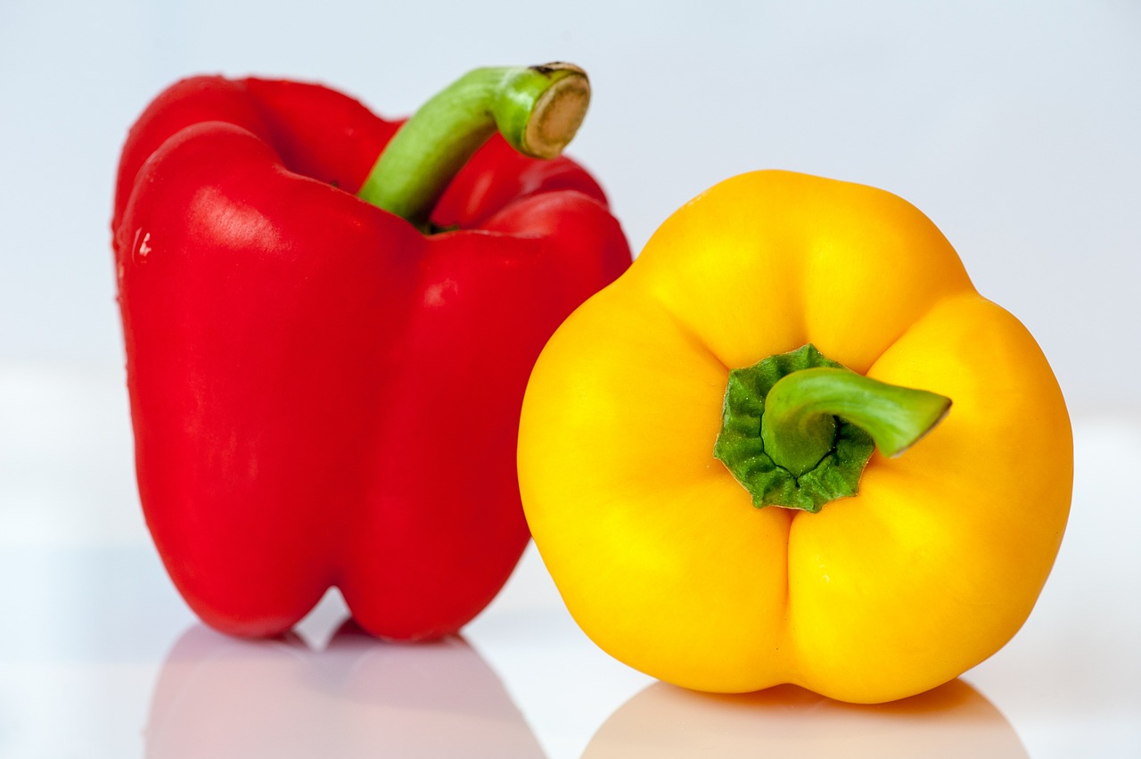 Image - paprika vegetables yellow red food