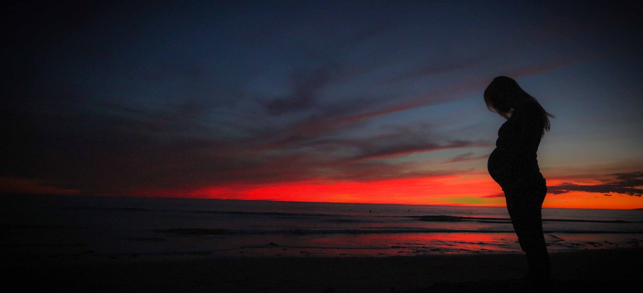 Image - pregnant beach sunset mother