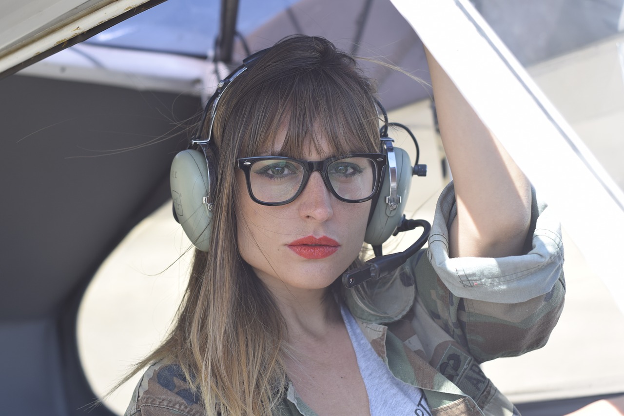 Image - aircraft women fashion pilot sky