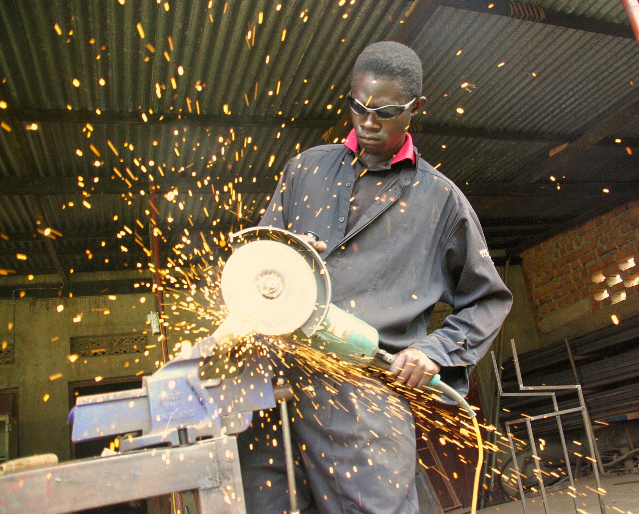 Image - angle grinder work sparks skill