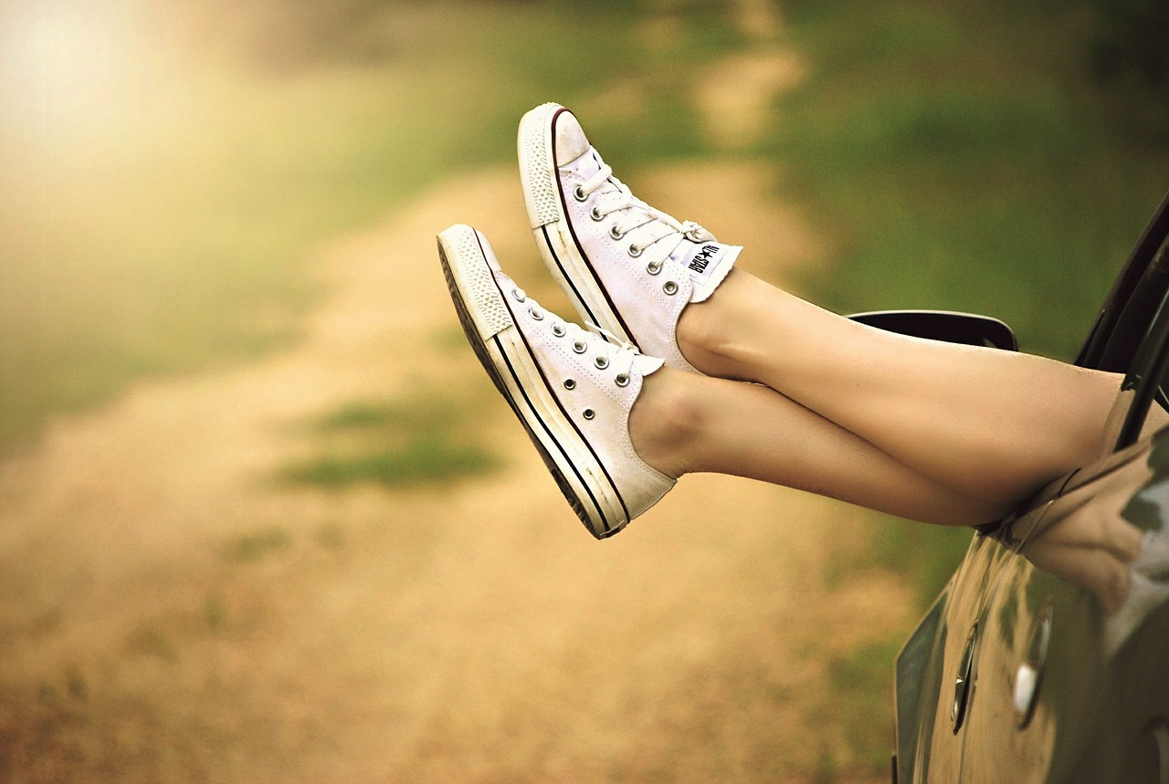 Image - legs window car dirt road relax