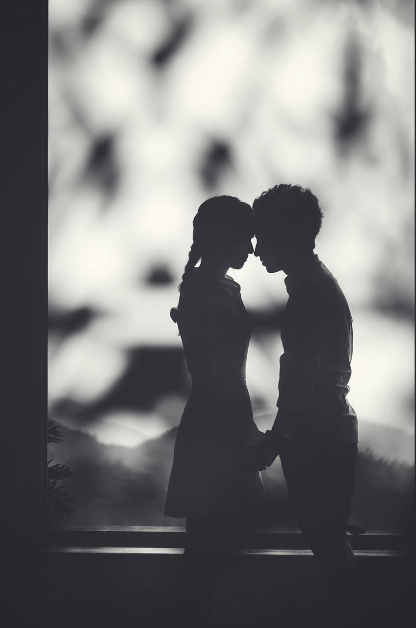 Image - silhouette couple black white love