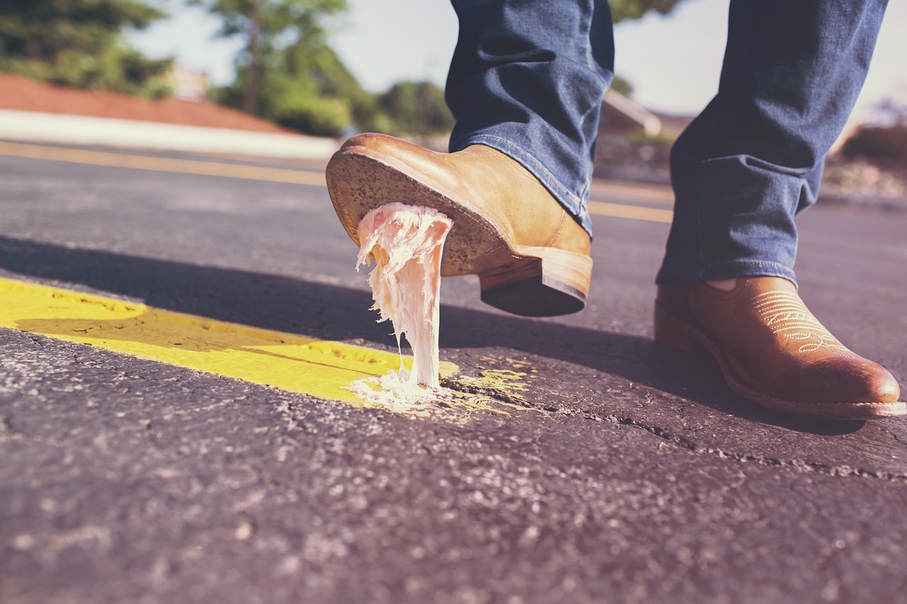 Image - bubble gum shoes glue dirt