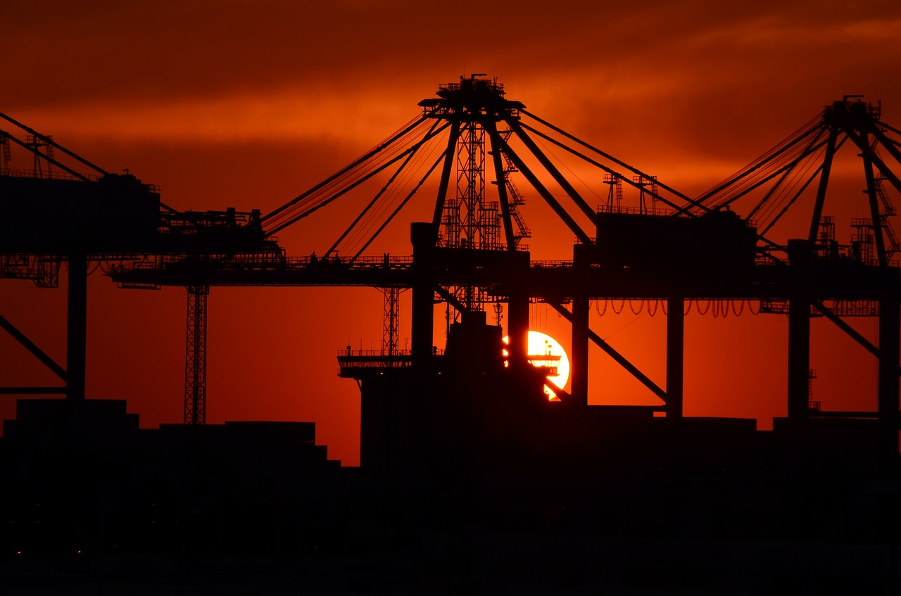 Image - industry sunset port facility mood