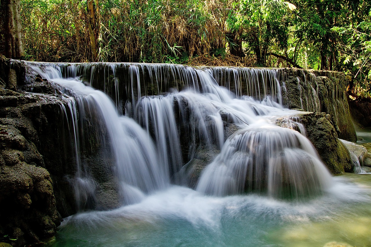 Image - kuang si falls waterfall water laos