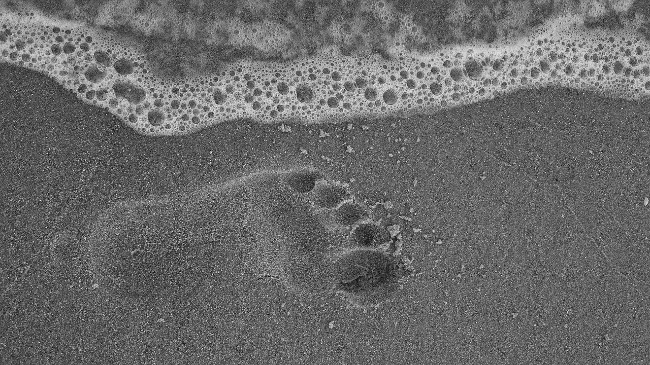 Image - sand footprint water beach coast