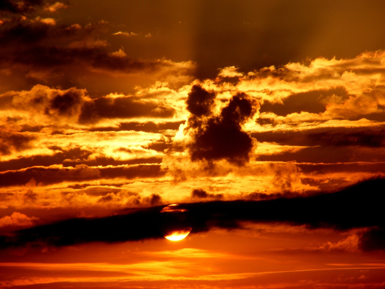 Image - sunset sky sun cloud twilight red