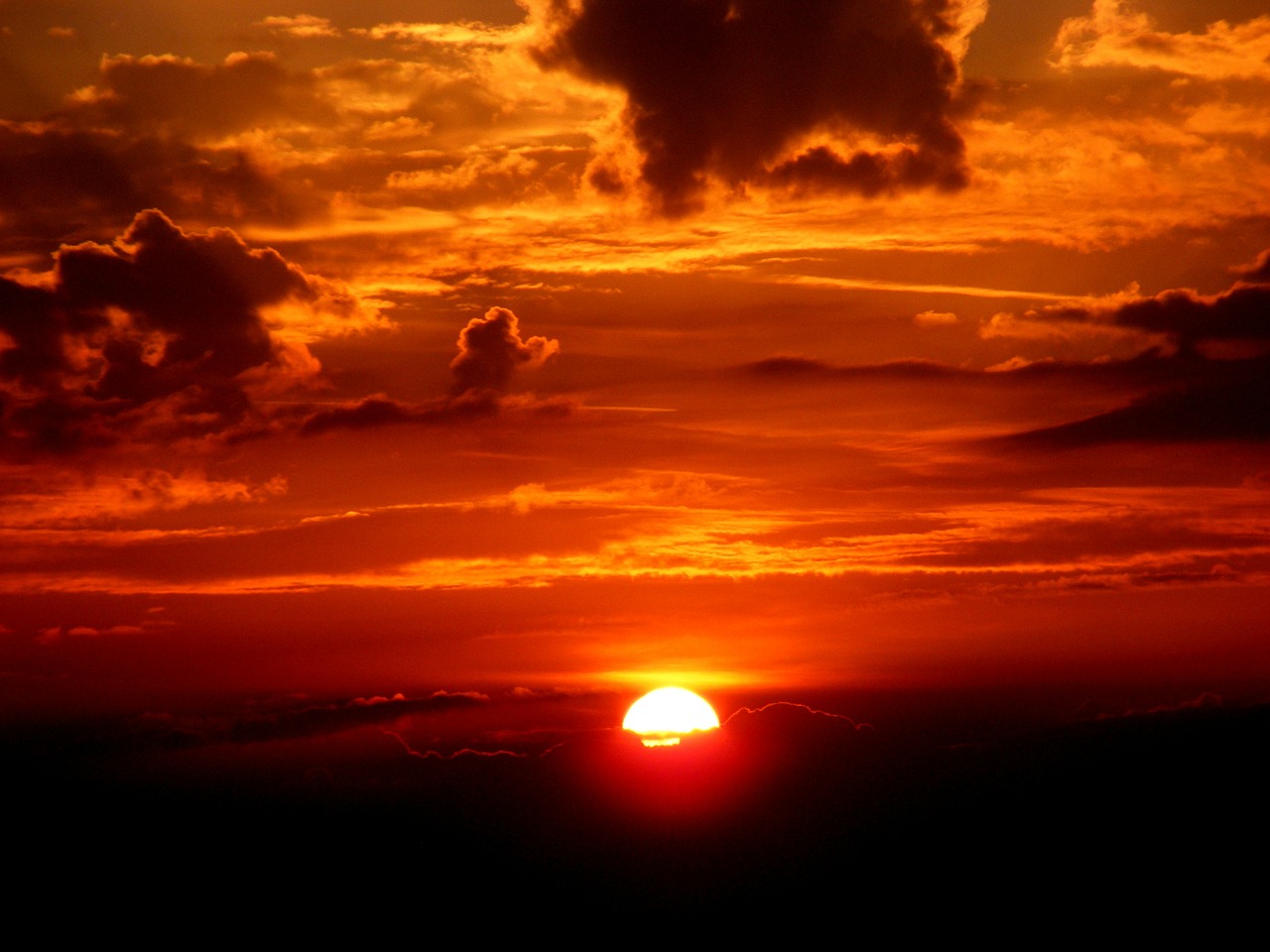 Image - sunset sky sun cloud twilight red