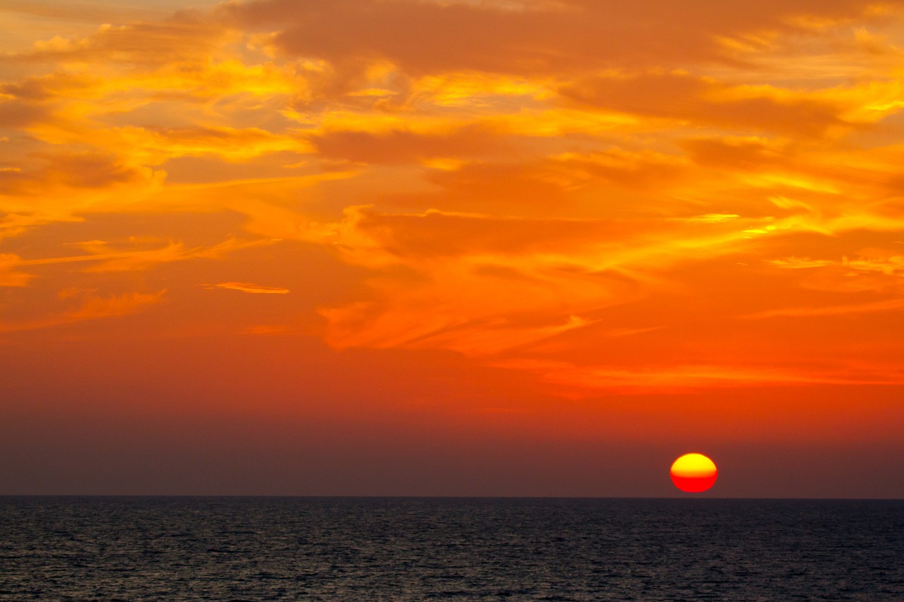 Image - sunset evening red landscape sky