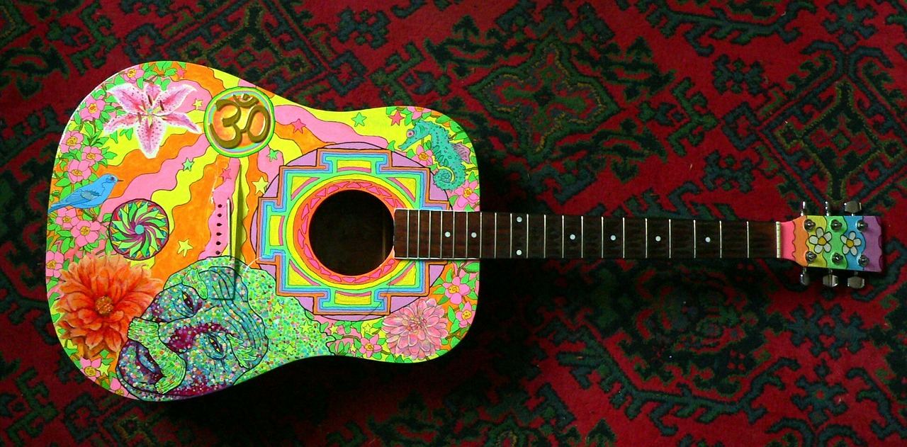 Image - acoustic guitar hippie guitar