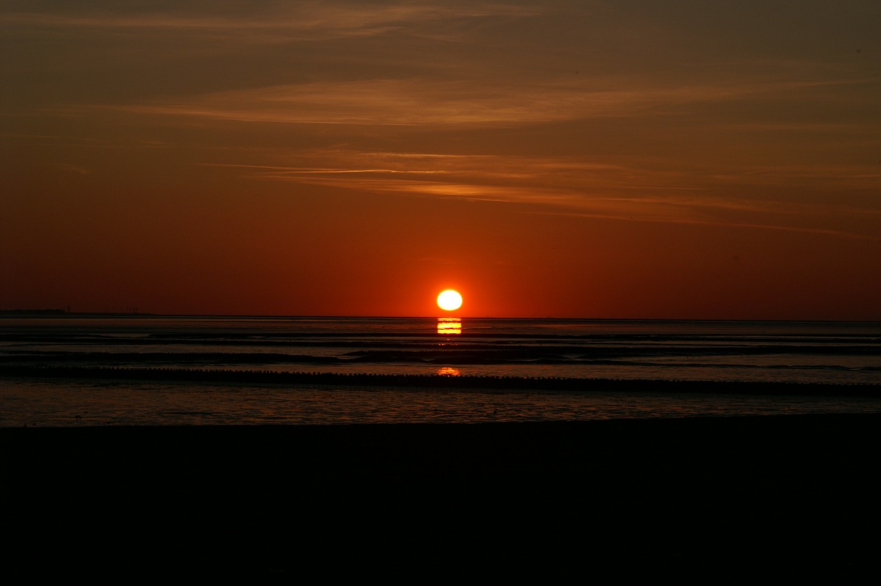 Image - sunset wadden sea north sea