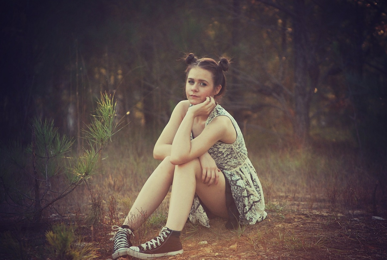 Image - girl sitting outside nature