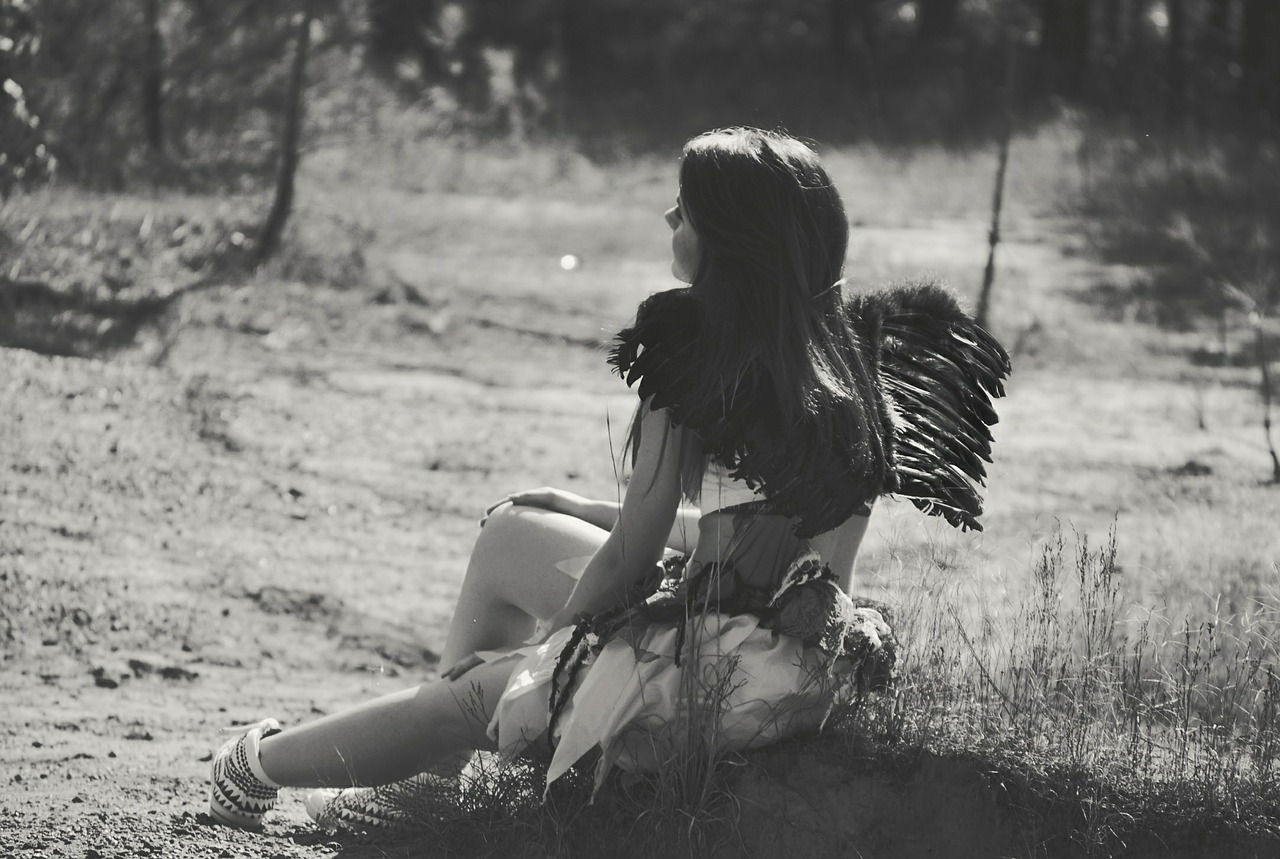 Image - girl costume angel wings teenager