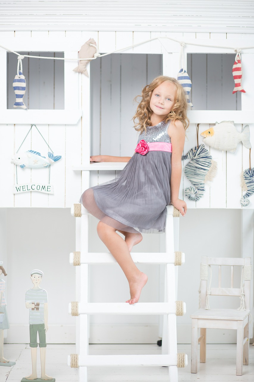 Image - girl sitting ladder young room