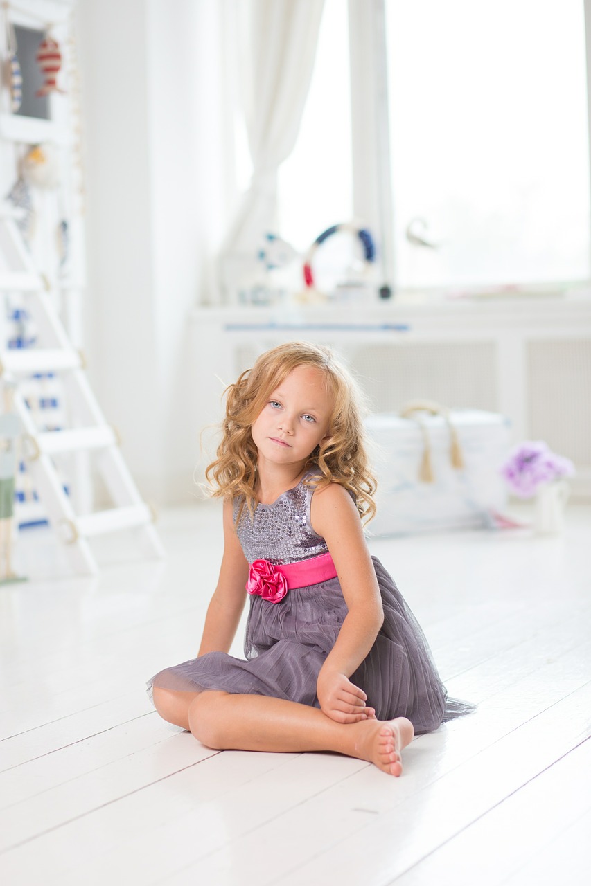 Image - girl sitting young room white