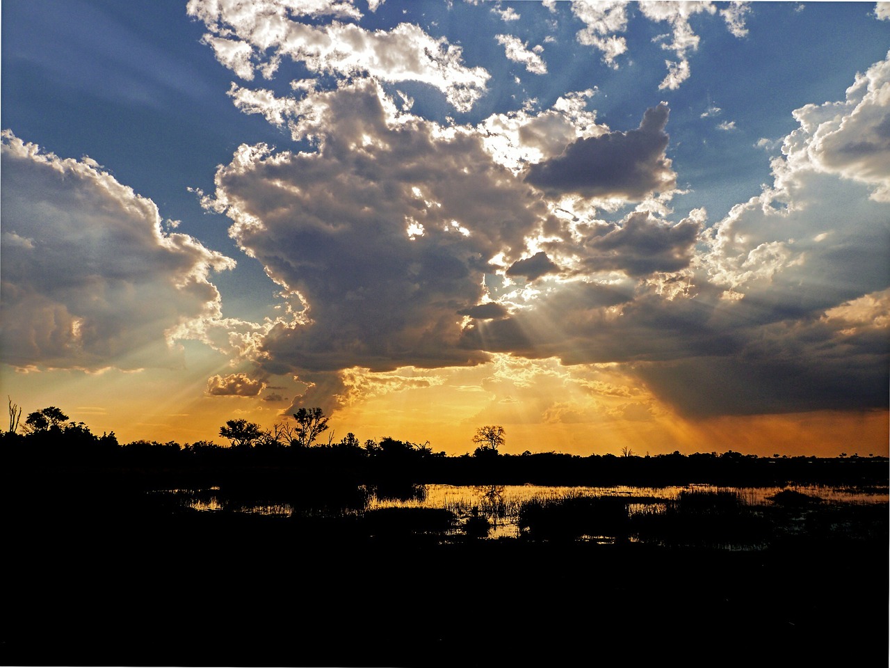 Image - sunset clouds sunbeam evening