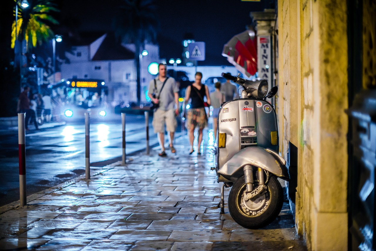 Image - vespa street night city