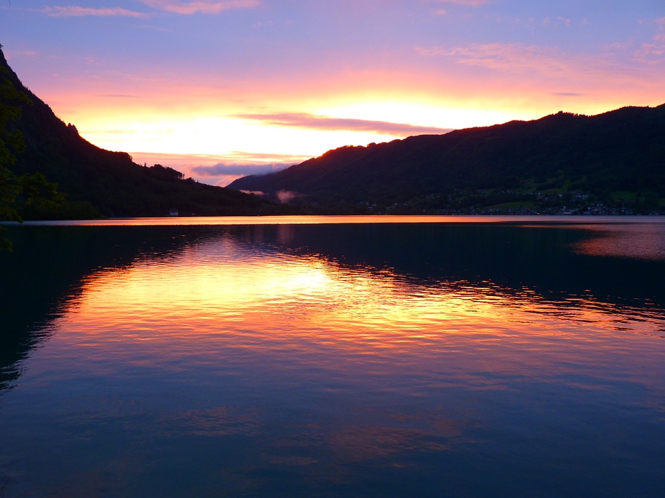 Image - sunset abendstimmung lake water