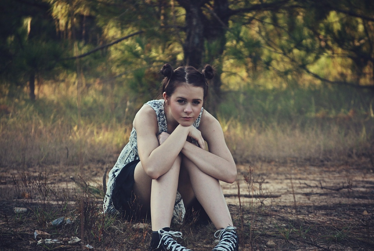Image - girl sitting grass young woman