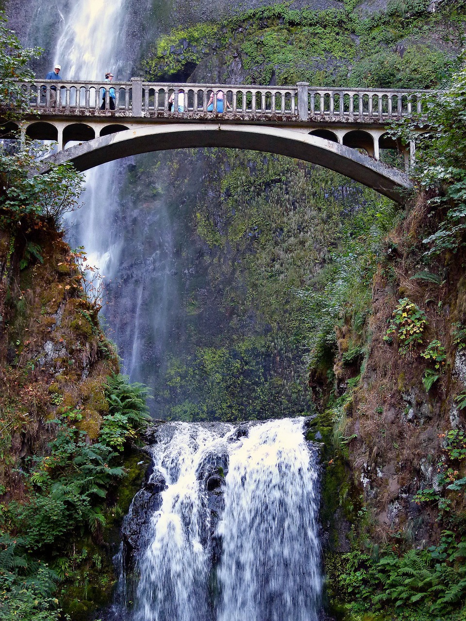 Image - multnomah falls waterfall old bridge