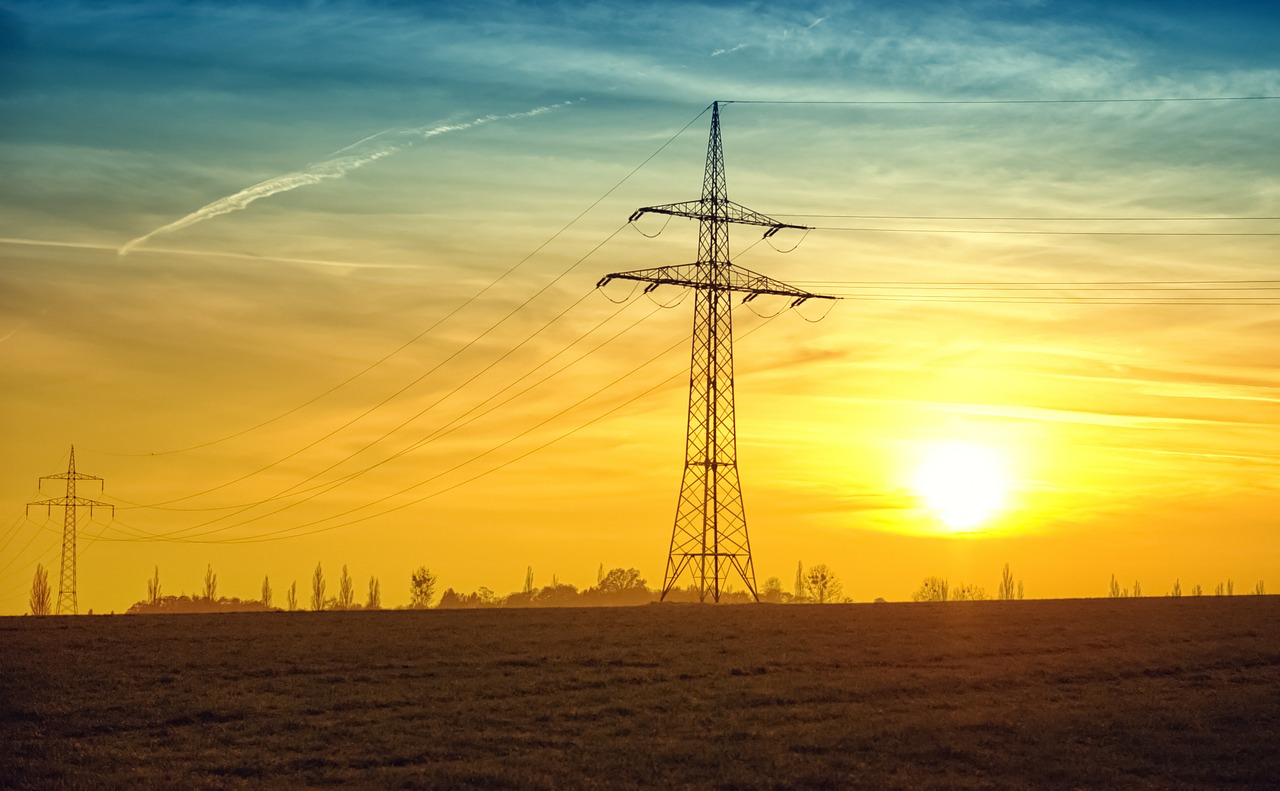 Image - twilight power lines evening