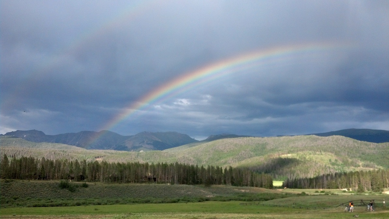 Image - rainbow scenery sky landscape