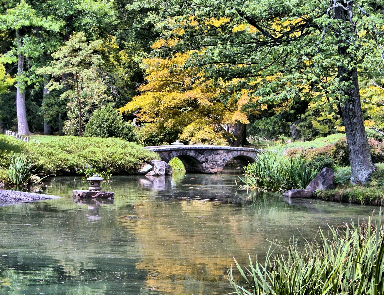 Image - japanese garden stone bridge pond