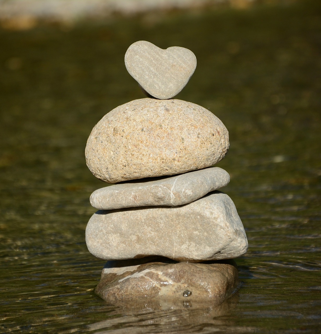 Image - heart water stone heart nature