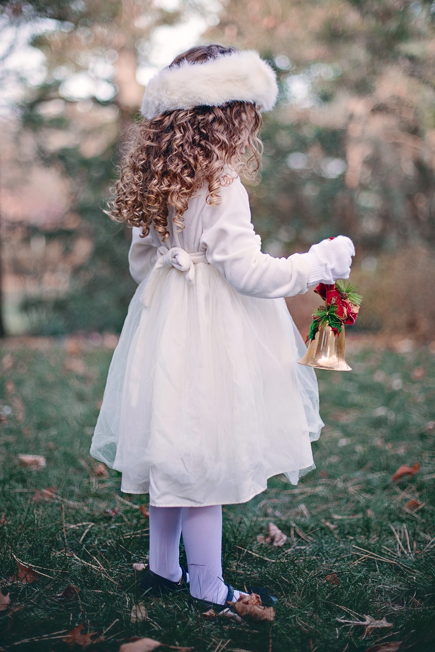 Image - girl child winter bell christmas