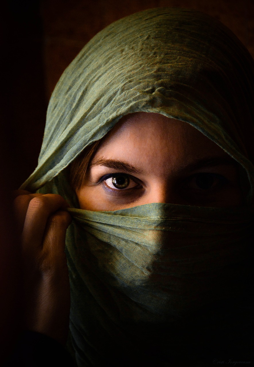 Image - woman girl eye models scarf