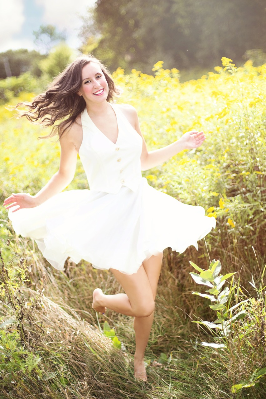 Image - girl happy laughing dancing nature