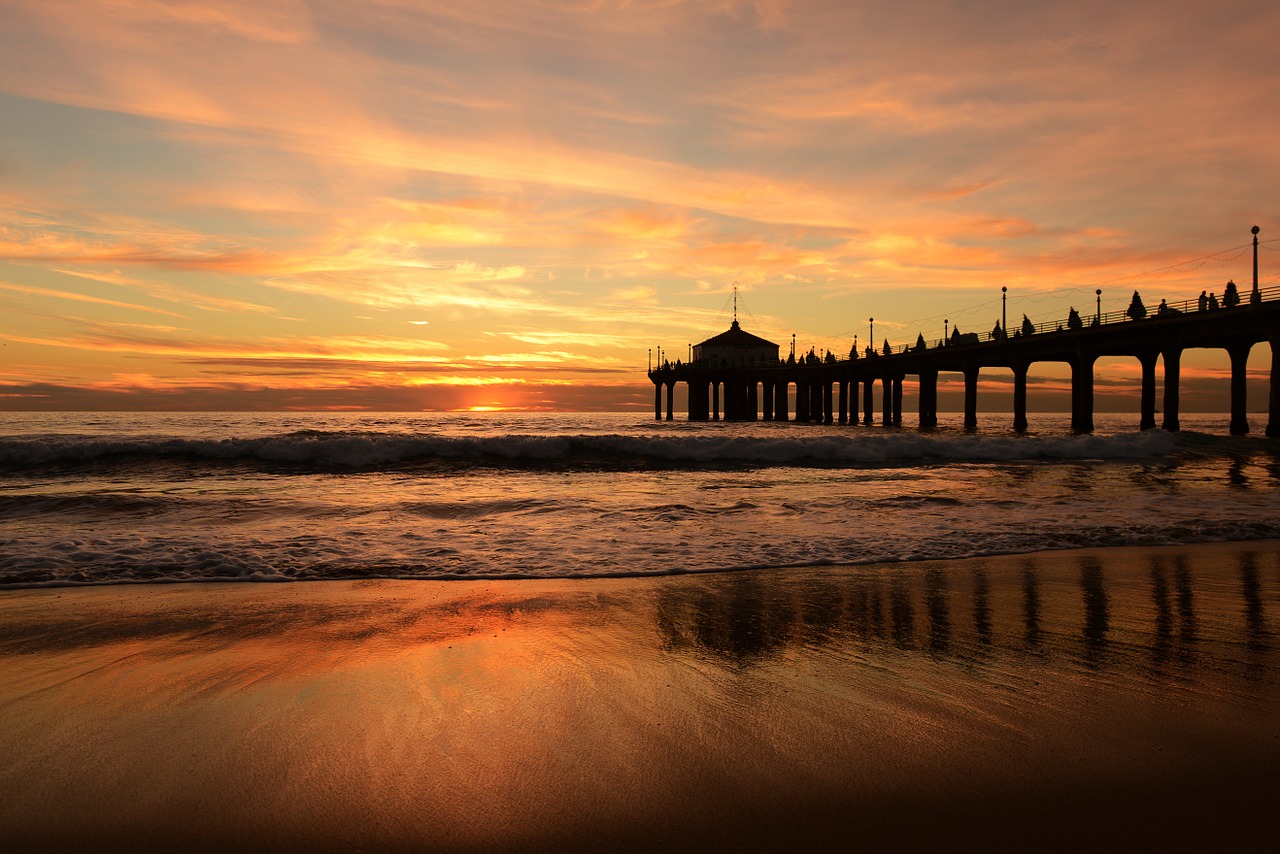 Image - jetty pier sea sunset dusk dawn