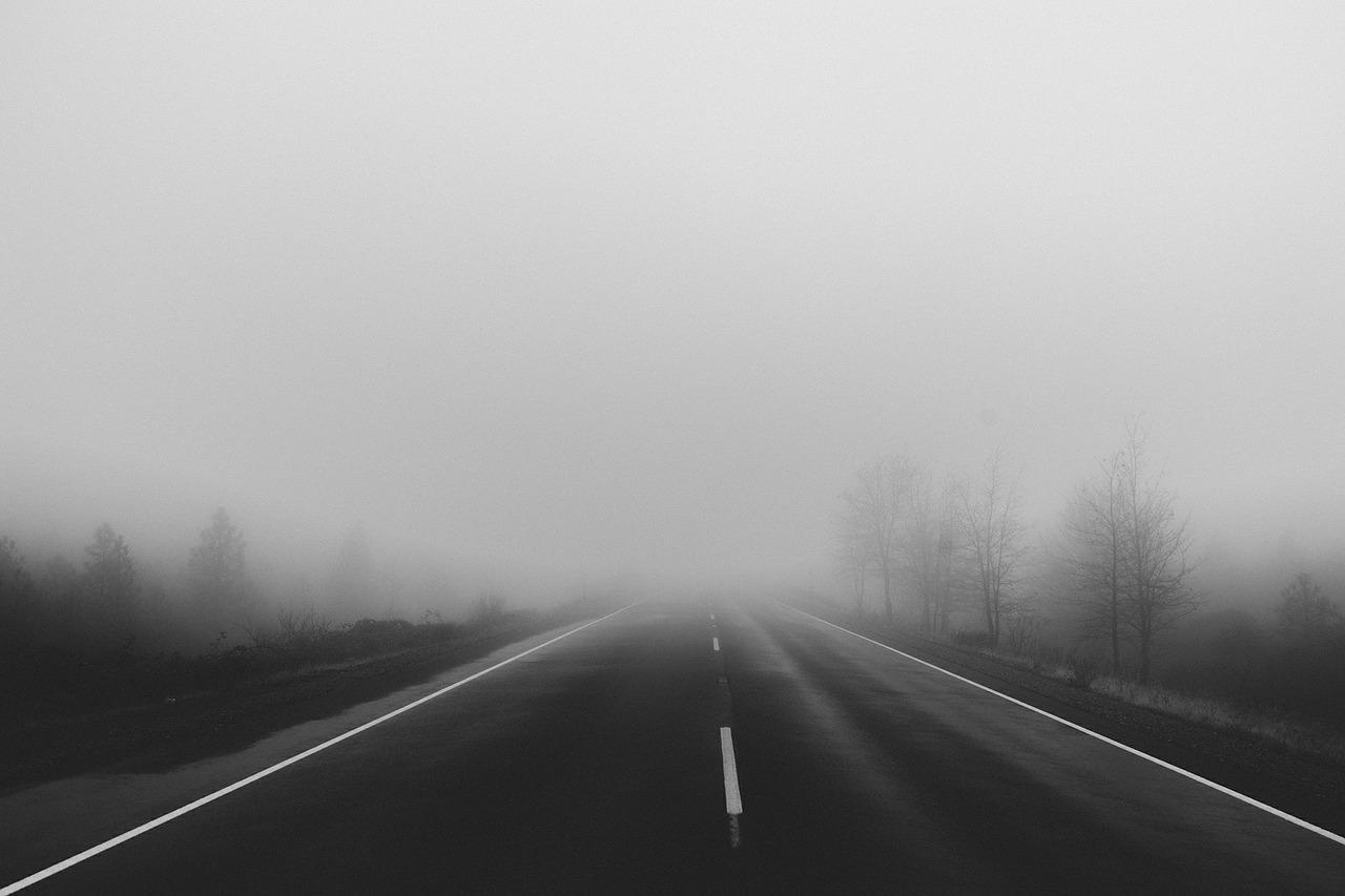 Image - road street highway fog mist