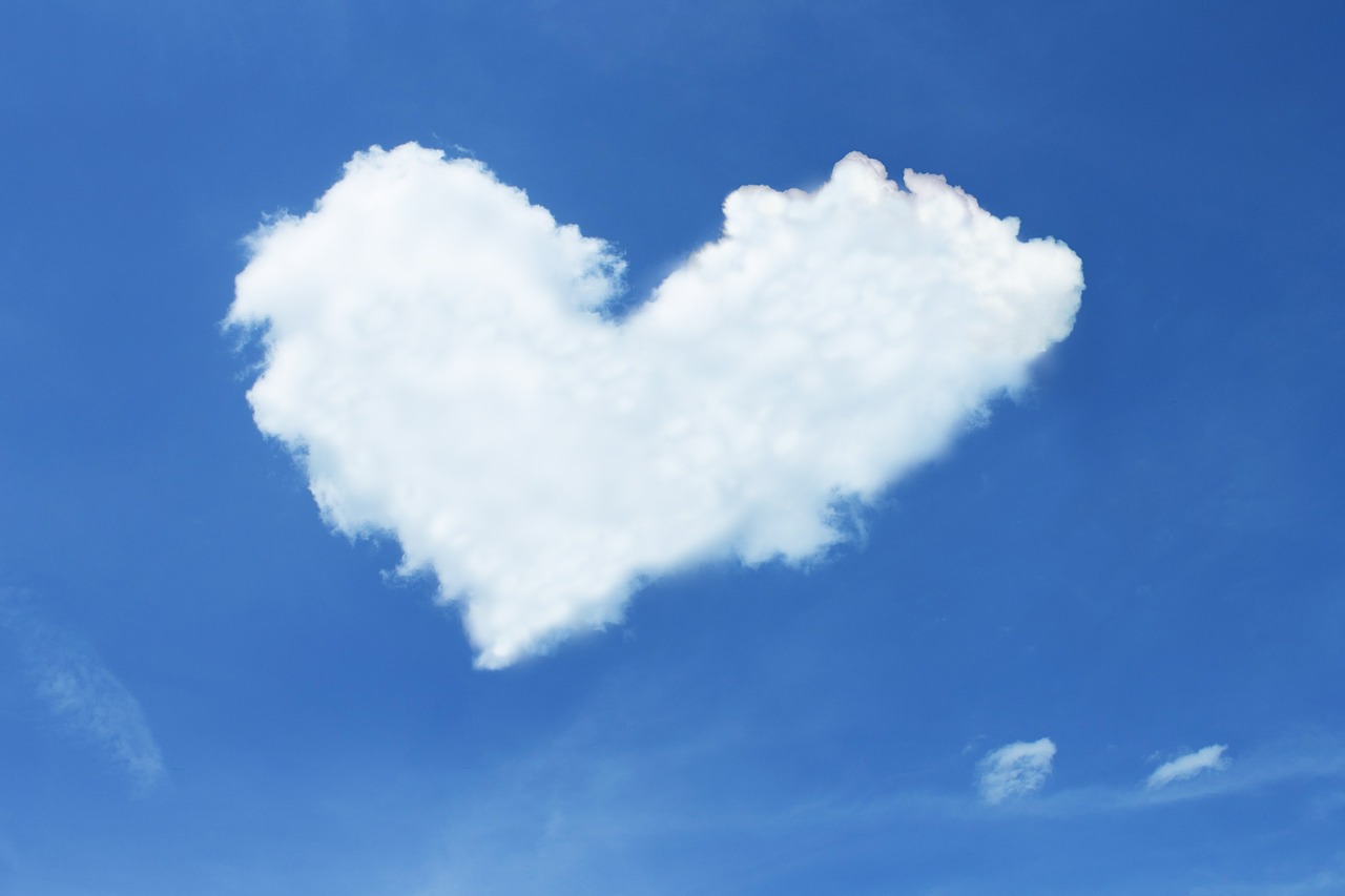 Image - cloud heart sky blue white love