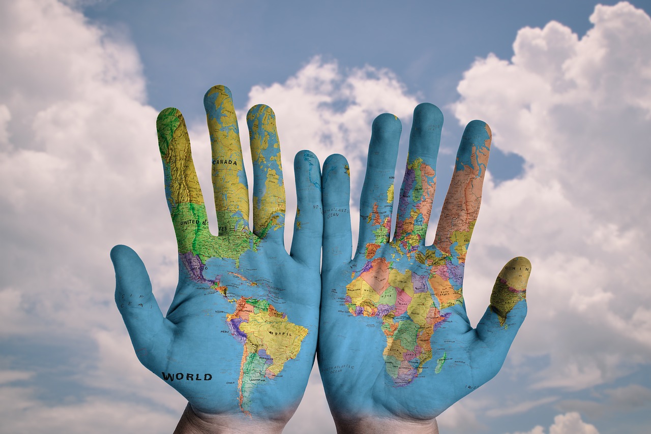 Image - hands world map global earth