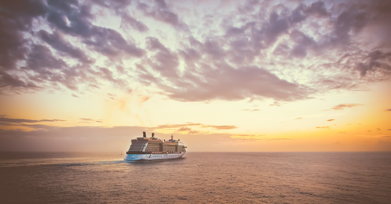 Image - cruise ship sunset travel sea