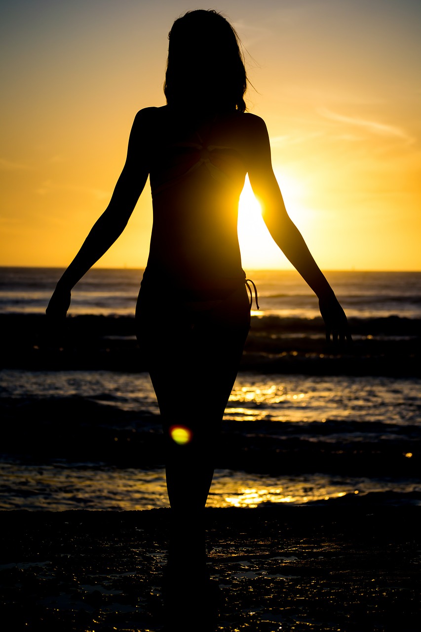 Image - silhouette beach sun sunset summer