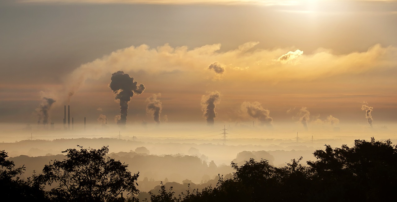 Image - industry sunrise clouds fog