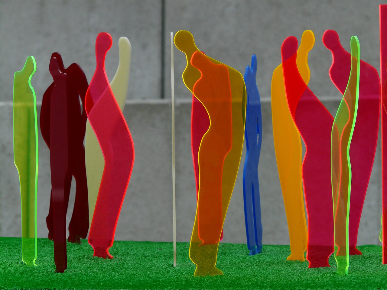 Image - fluorescent crowd meeting